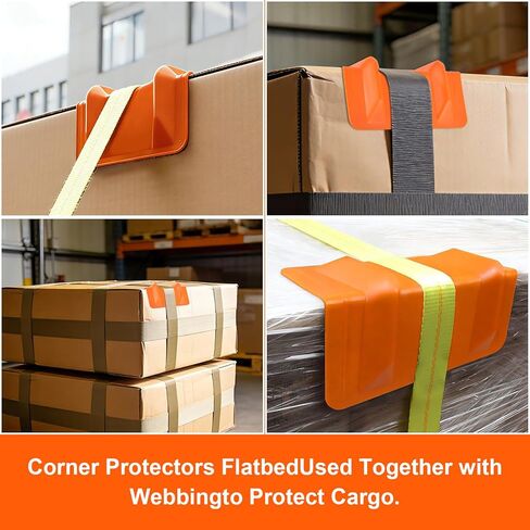10 Pack 12" Flatbed Edge Protectors, 12" Winch Ratchet Straps Plastic Corner Protectors for Flatbed Cargo Load, Orange in Kuwait
