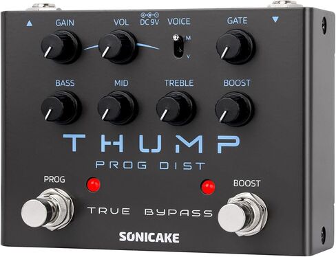 SONICAKE High-Gain Distortion Pedal, Built-in Independent Boost & Noise Gate Guitar Bass Effects Pedal, 2 Tone Modes, Pure Analog Circuit, True Bypass - Thump in Kuwait