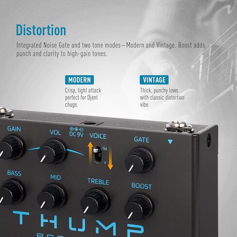 SONICAKE High-Gain Distortion Pedal, Built-in Independent Boost & Noise Gate Guitar Bass Effects Pedal, 2 Tone Modes, Pure Analog Circuit, True Bypass - Thump in Kuwait