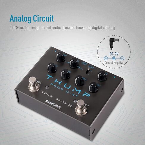 SONICAKE High-Gain Distortion Pedal, Built-in Independent Boost & Noise Gate Guitar Bass Effects Pedal, 2 Tone Modes, Pure Analog Circuit, True Bypass - Thump in Kuwait