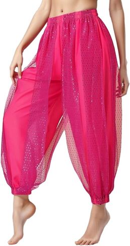 بنطلون نسائي للرقص الشرقي بفتحة جانبية مزين بالترتر اللامع، بنطلون أداء للرقص العربي in Kuwait