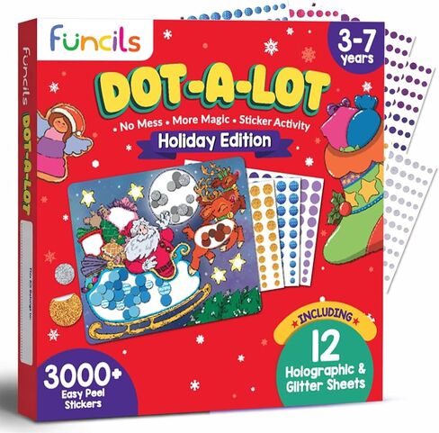 Funcils Dot Art Activity - Unicorn & Princess Sticker Kit, Toddler Art & Craft Supplies for Kids, Birthday Gifts for Boys & Girls Ages 3, 4, 5, 6, 7 Year Old - Kids Travel Toys, Airplane Must Have in Kuwait