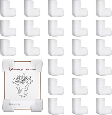 24 Pcs Foam Corner Protectors, Heavy-Duty Soft Rubber Foam with Self-Adhesive Tape for TV Picture and Mirror Frames Moving Supplies and Packing Materials for Picture Boxes in Saudi Arabia