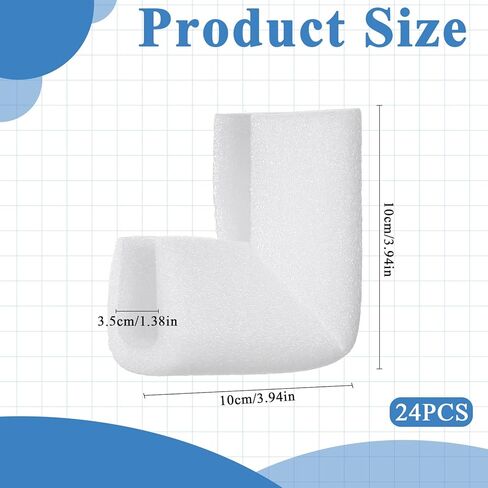 24 Pcs Foam Corner Protectors, Heavy-Duty Soft Rubber Foam with Self-Adhesive Tape for TV Picture and Mirror Frames Moving Supplies and Packing Materials for Picture Boxes in Saudi Arabia