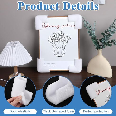 24 Pcs Foam Corner Protectors, Heavy-Duty Soft Rubber Foam with Self-Adhesive Tape for TV Picture and Mirror Frames Moving Supplies and Packing Materials for Picture Boxes in Saudi Arabia