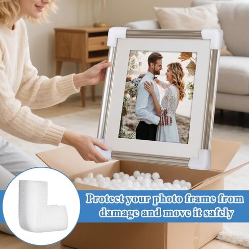 24 Pcs Foam Corner Protectors, Heavy-Duty Soft Rubber Foam with Self-Adhesive Tape for TV Picture and Mirror Frames Moving Supplies and Packing Materials for Picture Boxes in Saudi Arabia