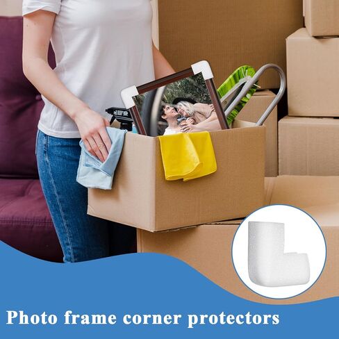 24 Pcs Foam Corner Protectors, Heavy-Duty Soft Rubber Foam with Self-Adhesive Tape for TV Picture and Mirror Frames Moving Supplies and Packing Materials for Picture Boxes in Saudi Arabia