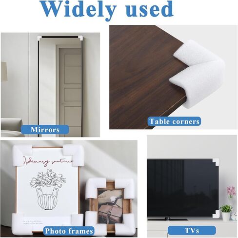 24 Pcs Foam Corner Protectors, Heavy-Duty Soft Rubber Foam with Self-Adhesive Tape for TV Picture and Mirror Frames Moving Supplies and Packing Materials for Picture Boxes in Saudi Arabia