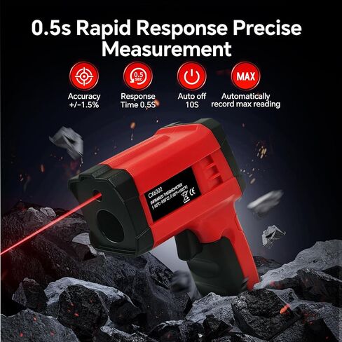 مسدس ميزان حرارة رقمي بالأشعة تحت الحمراء للطهي، الشواء، فرن البيتزا، ميزان حرارة ليزر بالأشعة تحت الحمراء مع إضاءة خلفية، -58 درجة فهرنهايت ~ 1022 درجة فهرنهايت (-50 درجة مئوية ~ 550 درجة مئوية) مسدس درجة حرارة ليزر حراري غير ملامس محمول باليد (ليس للإنس in Kuwait