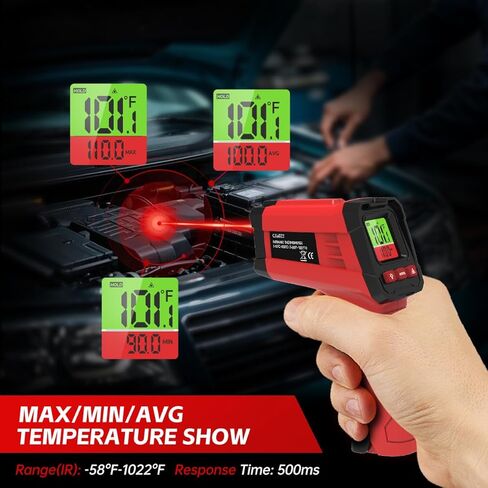 مسدس ميزان حرارة رقمي بالأشعة تحت الحمراء للطهي، الشواء، فرن البيتزا، ميزان حرارة ليزر بالأشعة تحت الحمراء مع إضاءة خلفية، -58 درجة فهرنهايت ~ 1022 درجة فهرنهايت (-50 درجة مئوية ~ 550 درجة مئوية) مسدس درجة حرارة ليزر حراري غير ملامس محمول باليد (ليس للإنس in Kuwait