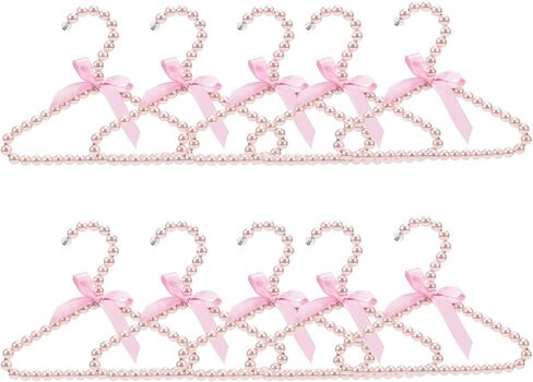 Pearl Hangers for Pet Clothes, Mini Clothing Hangers with Exquisite Design, Organize Your Wardrobe, Reliable Material, Wide Usage for Infant Baby Girls Boys Toddlers Dogs Cats (10PCS-White) in Kuwait