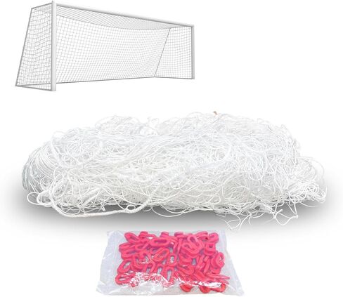استبدال شبكة مرمى كرة القدم مقاس 8 × 4 × 3 أقدام - شبكة كرة قدم من مادة البولي بروبيلين شديدة التحمل لجميع المستويات، مناسبة لجميع الأحوال الجوية في الفناء الخلفي/المنتزه، باللون الأبيض (بدون إطار) in Kuwait