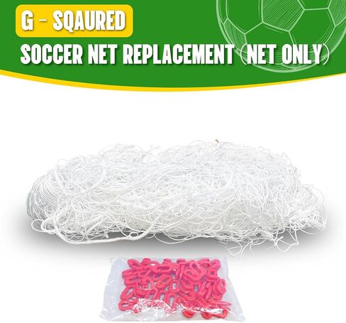 استبدال شبكة مرمى كرة القدم مقاس 8 × 4 × 3 أقدام - شبكة كرة قدم من مادة البولي بروبيلين شديدة التحمل لجميع المستويات، مناسبة لجميع الأحوال الجوية في الفناء الخلفي/المنتزه، باللون الأبيض (بدون إطار) in Kuwait