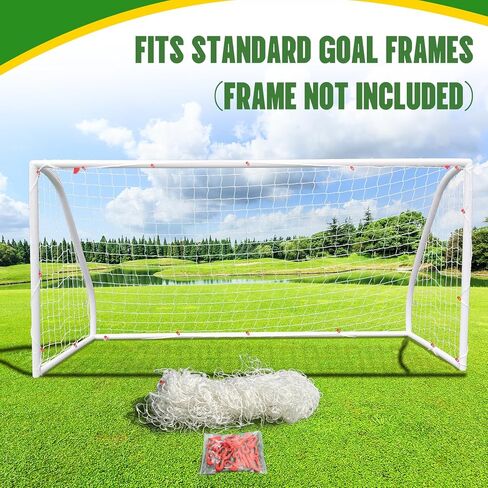 استبدال شبكة مرمى كرة القدم مقاس 8 × 4 × 3 أقدام - شبكة كرة قدم من مادة البولي بروبيلين شديدة التحمل لجميع المستويات، مناسبة لجميع الأحوال الجوية في الفناء الخلفي/المنتزه، باللون الأبيض (بدون إطار) in Kuwait