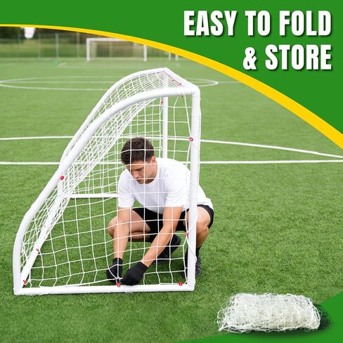 استبدال شبكة مرمى كرة القدم مقاس 8 × 4 × 3 أقدام - شبكة كرة قدم من مادة البولي بروبيلين شديدة التحمل لجميع المستويات، مناسبة لجميع الأحوال الجوية في الفناء الخلفي/المنتزه، باللون الأبيض (بدون إطار) in Kuwait