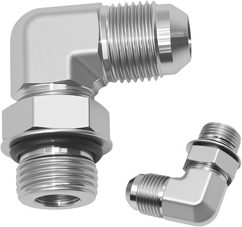 1/4" Male JIC 37° x 3/8" Male SAE ORB 90° Elbow Adapter, 6801-04-06 Hydraulic Fitting, SAE J514 & J1926 Standards Carbon Steel Pipe Joints Connector for Hydraulic Systems (2 Pack) in Kuwait