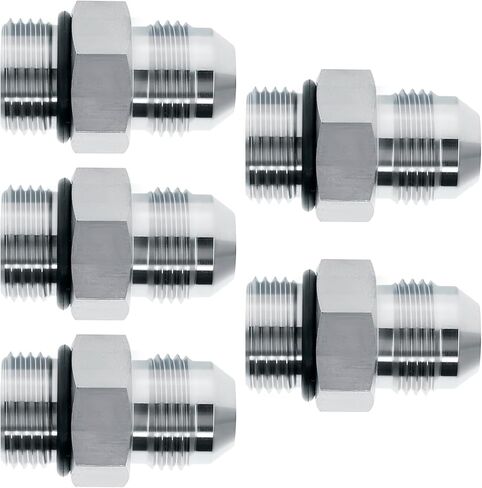 Straight Hydraulic Hose Adapter Fittings, 6400-04-04 1/4" Male JIC (7/16"-20 thread) x 1/4" Male ORB (7/16"-20 thread) Connectors x 5 pack in Saudi Arabia