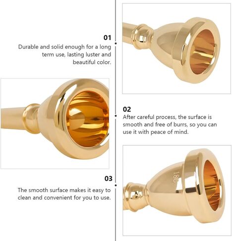 TIDTALEO Silver Plated 14mm Cnc Tuba Mouthpiece Replacement Instrument Accessory Gold Finish Compatible with 18c Tuba for Professional Brass Players in Saudi Arabia