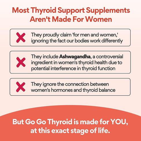 VoomVaya Go Go Thyroid - دعم الغدة الدرقية للنساء بعمر 30+ - التوازن الهرموني الذي يركز على الإناث ومكمل الغدة الدرقية مع اليود والسيلينيوم والتيروزين - تم اختباره من قبل طرف ثالث - 60 كبسولة in Kuwait
