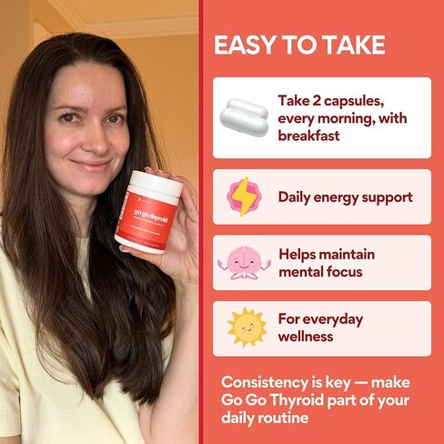 VoomVaya Go Go Thyroid - دعم الغدة الدرقية للنساء بعمر 30+ - التوازن الهرموني الذي يركز على الإناث ومكمل الغدة الدرقية مع اليود والسيلينيوم والتيروزين - تم اختباره من قبل طرف ثالث - 60 كبسولة in Kuwait