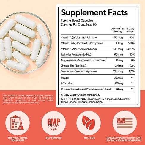 VoomVaya Go Go Thyroid - دعم الغدة الدرقية للنساء بعمر 30+ - التوازن الهرموني الذي يركز على الإناث ومكمل الغدة الدرقية مع اليود والسيلينيوم والتيروزين - تم اختباره من قبل طرف ثالث - 60 كبسولة in Kuwait
