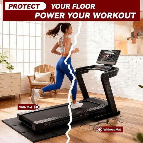 سجادة وسادة المشي - 79 بوصة × 99 بوصة، سجادة جهاز مشي غير قابلة للانزلاق لأرضيات السجاد والخشب الصلب، بساط تمرين ممتص للصدمات وبساط تحت جهاز المشي لحماية الأرضية في صالة الألعاب الرياضية المنزلية in Kuwait