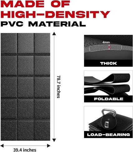 سجادة وسادة المشي - 79 بوصة × 99 بوصة، سجادة جهاز مشي غير قابلة للانزلاق لأرضيات السجاد والخشب الصلب، بساط تمرين ممتص للصدمات وبساط تحت جهاز المشي لحماية الأرضية في صالة الألعاب الرياضية المنزلية in Kuwait