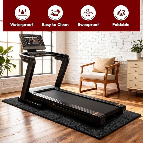 سجادة وسادة المشي - 79 بوصة × 99 بوصة، سجادة جهاز مشي غير قابلة للانزلاق لأرضيات السجاد والخشب الصلب، بساط تمرين ممتص للصدمات وبساط تحت جهاز المشي لحماية الأرضية في صالة الألعاب الرياضية المنزلية in Kuwait