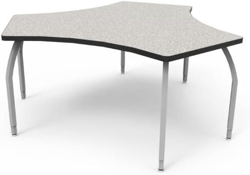 Elo Plymouth Desk Bannister Oak Laminate & Banding with 4 Adjustable Smooth Silver Legs - 26-31 x 27.5 x 20 in. in Saudi Arabia