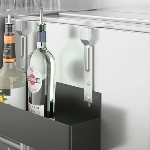 2 حزمة من شماعات السكك الحديدية السريعة المصنوعة من الفولاذ المقاوم للصدأ / أشرطة التثبيت - أشرطة تثبيت عالمية لرفوف حامل زجاجات المشروبات الكحولية، وصناديق الثلج ومعدات البار (2) in Kuwait