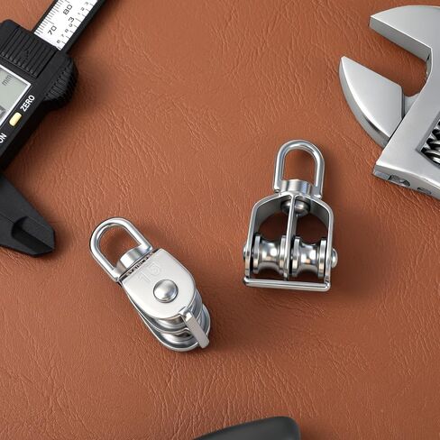 2 Pack M15 Double Sheave Pulley Block, 304 Stainless Steel Lifting Crane Swivel Hook Wire Rope Hanging Wire Towing Wheel in Kuwait