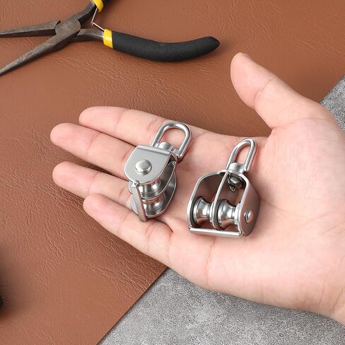 2 Pack M15 Double Sheave Pulley Block, 304 Stainless Steel Lifting Crane Swivel Hook Wire Rope Hanging Wire Towing Wheel in Kuwait