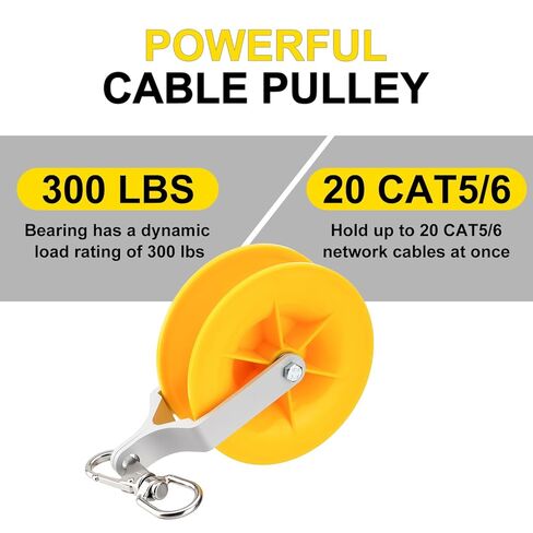 2 Pack Cable Pulley Set, Cable Installation Pulley with Carabiner, Holds up to 20 CAT5 & 6, Wire Pulling Tools for Low Voltage Electrical, Network, Coax Cables in Saudi Arabia