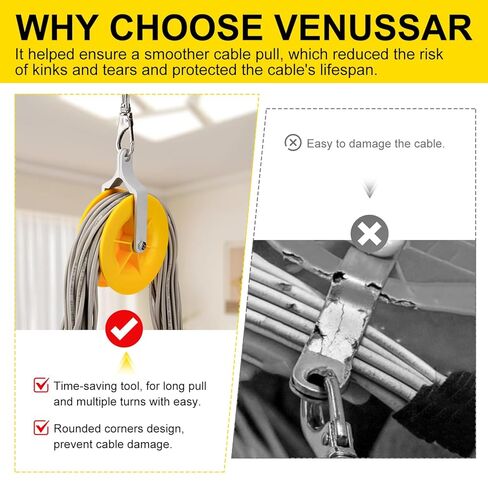2 Pack Cable Pulley Set, Cable Installation Pulley with Carabiner, Holds up to 20 CAT5 & 6, Wire Pulling Tools for Low Voltage Electrical, Network, Coax Cables in Saudi Arabia