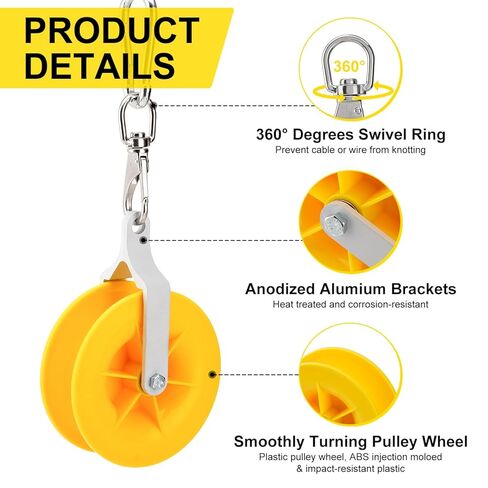 2 Pack Cable Pulley Set, Cable Installation Pulley with Carabiner, Holds up to 20 CAT5 & 6, Wire Pulling Tools for Low Voltage Electrical, Network, Coax Cables in Saudi Arabia