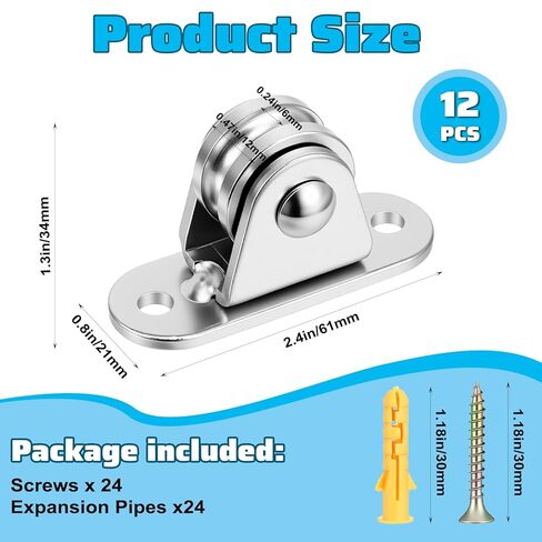 12 Pcs Small Pulley Block, Heavy Duty Silent Fixed Pulley Wheel with Screws, Loading 176LB for Rope Cord, Wall Ceiling Mount, Material Handling DIY Project in Saudi Arabia