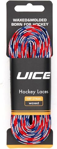 UICE Hockey Skate Laces,Blue Red Flag Color for Senior Junior Youth Waxed Ice Skate Laces Durable Hockey Lace with Stay in Kuwait