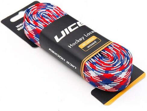 UICE Hockey Skate Laces,Blue Red Flag Color for Senior Junior Youth Waxed Ice Skate Laces Durable Hockey Lace with Stay in Kuwait