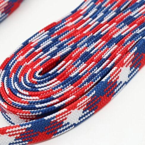 UICE Hockey Skate Laces,Blue Red Flag Color for Senior Junior Youth Waxed Ice Skate Laces Durable Hockey Lace with Stay in Kuwait