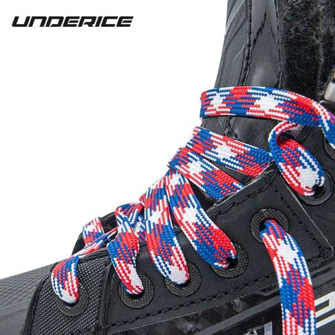 UICE Hockey Skate Laces,Blue Red Flag Color for Senior Junior Youth Waxed Ice Skate Laces Durable Hockey Lace with Stay in Kuwait