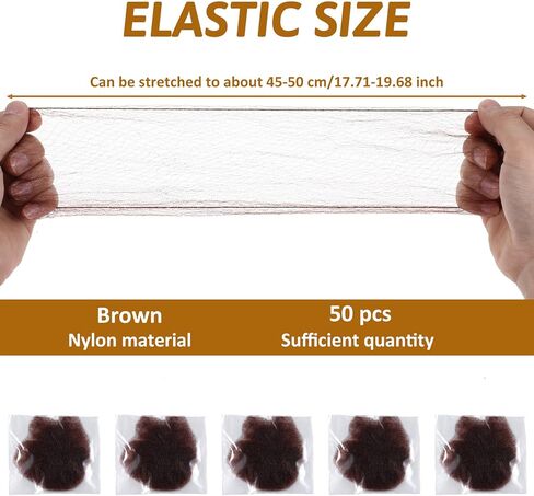 Giantree 50 Pcs Ballet Hair Net, Bun Nets with Elastic Edge for Women, Reusable Invisible Mesh for Dance, Gymnastics & Nursing, Coffee in Saudi Arabia