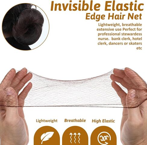 Giantree 50 Pcs Ballet Hair Net, Bun Nets with Elastic Edge for Women, Reusable Invisible Mesh for Dance, Gymnastics & Nursing, Coffee in Saudi Arabia