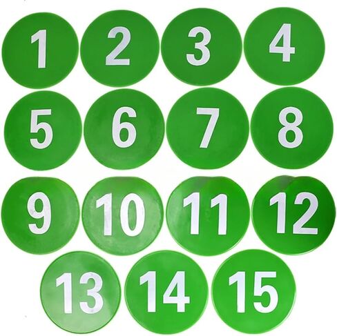 Sports Number Spots Marker 1 to 15 Carpet Number Spot Markers with 5 Bright Color for Soccer Training in Kuwait