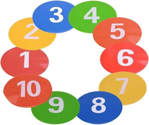 10pcs 9inch Numbered Floor Spot Markers Set Non Slip Agility Flat Disc Cones for Soccer Basketball Football Baseball 1-10 in Kuwait