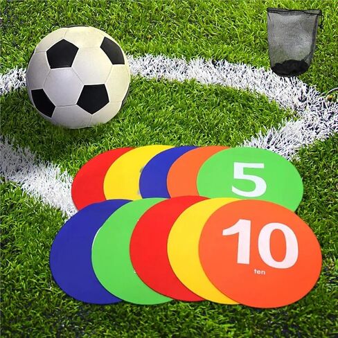 10x Numbered Spots Markers with Storage Bag 1-10 Flat Cones for Sport Activities Football Training Agility Drills Soccer Gym in Kuwait