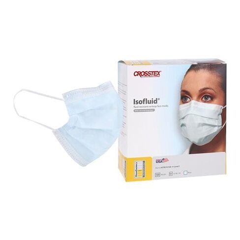 أقنعة الوجه Crosstex GCIBL100 Isofluid Earloop مقاومة للسوائل باللون الأزرق 100/Bx in Saudi Arabia