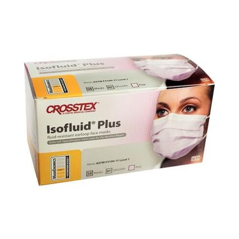 قناع Crosstex CR-GPLUSBL Isofluid Plus Earloop باللون الأزرق (عبوة من 50 قطعة) in Saudi Arabia