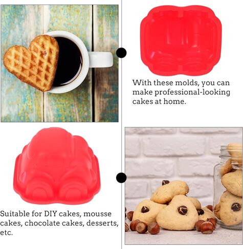Luxshiny 4pcs Silicone Car Cake Molds Set, Cartoon Vehicle Baking Tools for Home Cake Making, Non-stick DIY Kitchen Supply for Muffins, Fondant, and Pastry Random Color in Kuwait