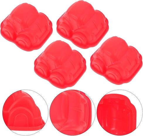 Sosoport 4pcs Car Cake Silicone Molds Non-stick Baking Trays for Chocolate Candy Dessert DIY Cake Supplies, Random Color, Car Shape Fondant Mold for Kitchen Use in Saudi Arabia