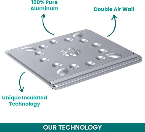 Baker's Secret 2pcs Pure Aluminum Insulated Cookie Sheet Commercial Grade, Baking Tray for Oven 100% Recycled Cookie Sheet Extra Thick - The Natural Collection in Saudi Arabia